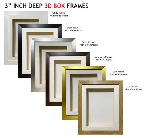 3 inch Deep Shadow 3D Box Picture Frame - White Mount